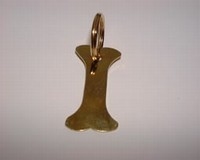 Dog ID tag Bone small gold colour