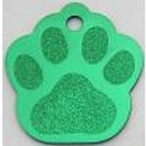 Dog paw ID tag green