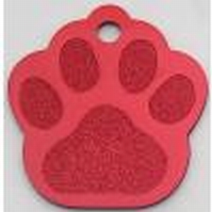 Dog paw ID tag red