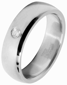 Stainless unisex ring with gem