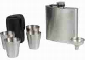 Hip flask 6 OZ the Luxe included 4 cups